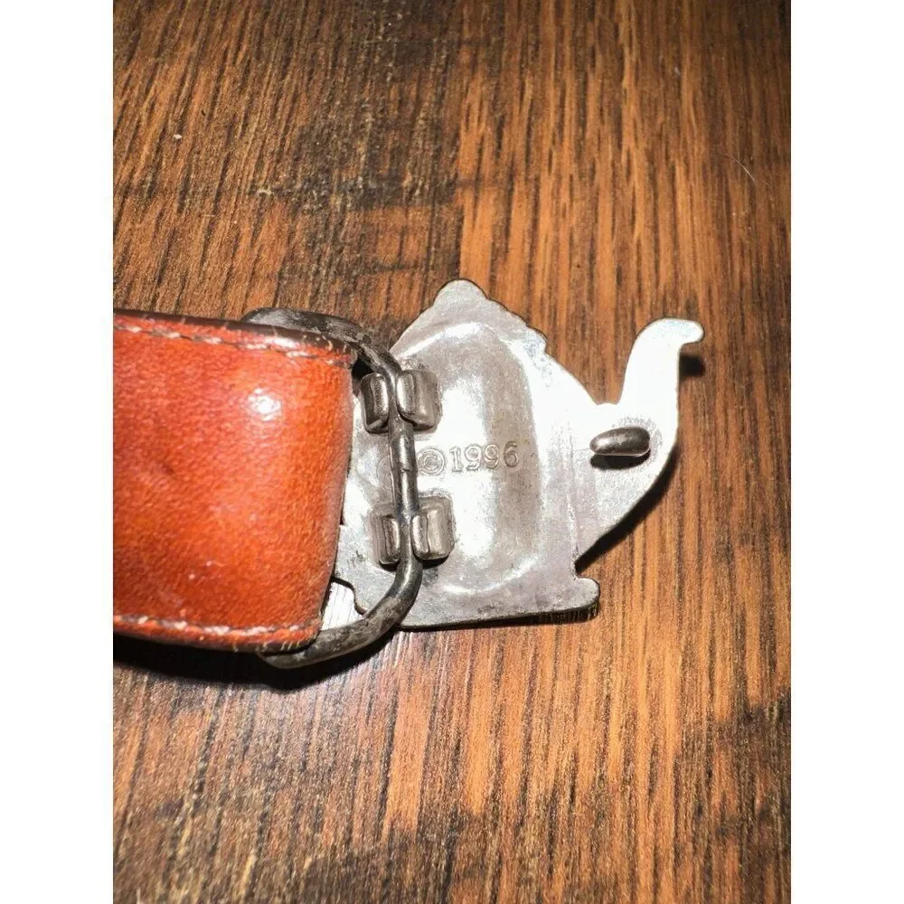 Vintage Brighton 1996 Leather‎ Belt W/Teapot Buckle -45907 Size M